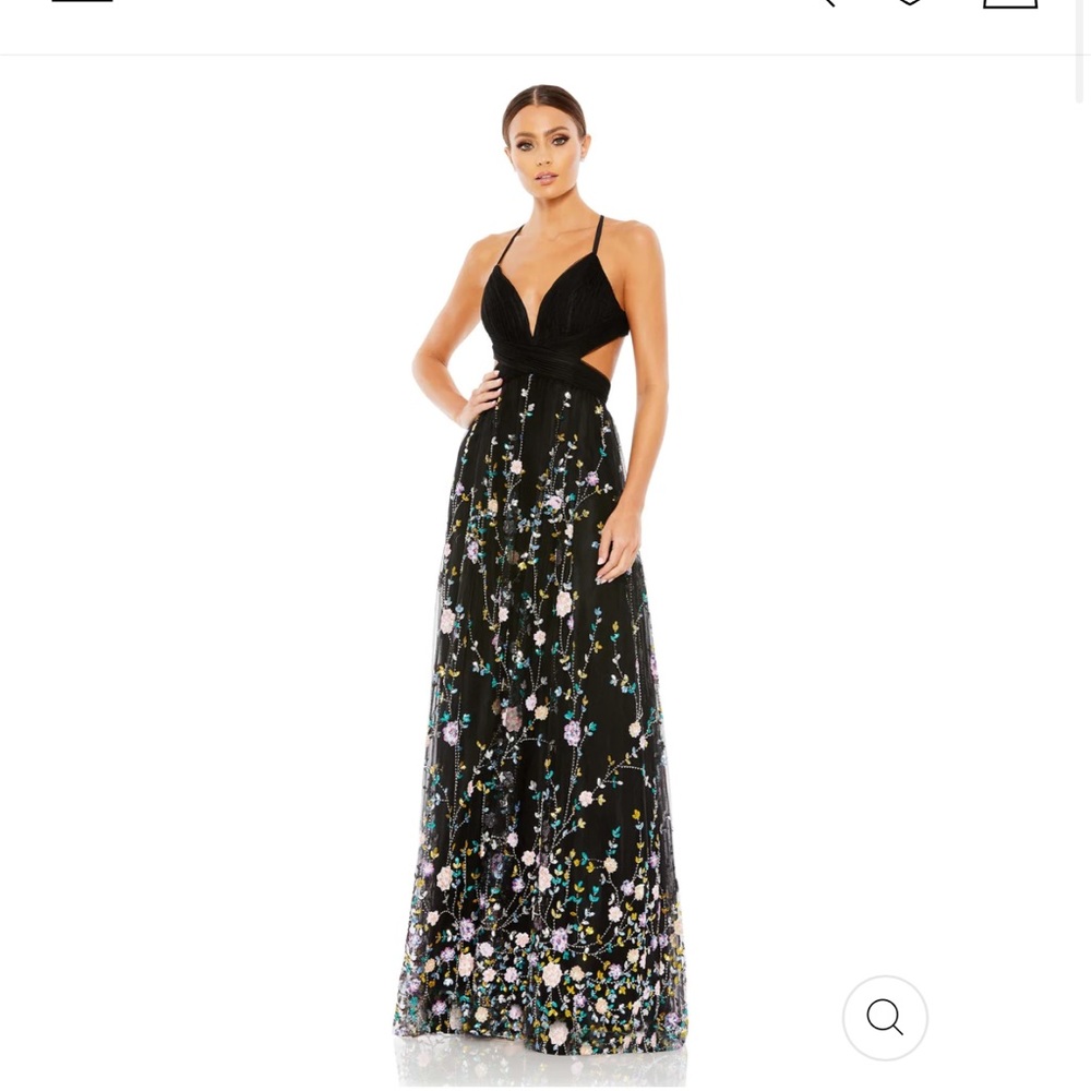 Mac Duggal Embellished Criss Cross Sleeveless Gown